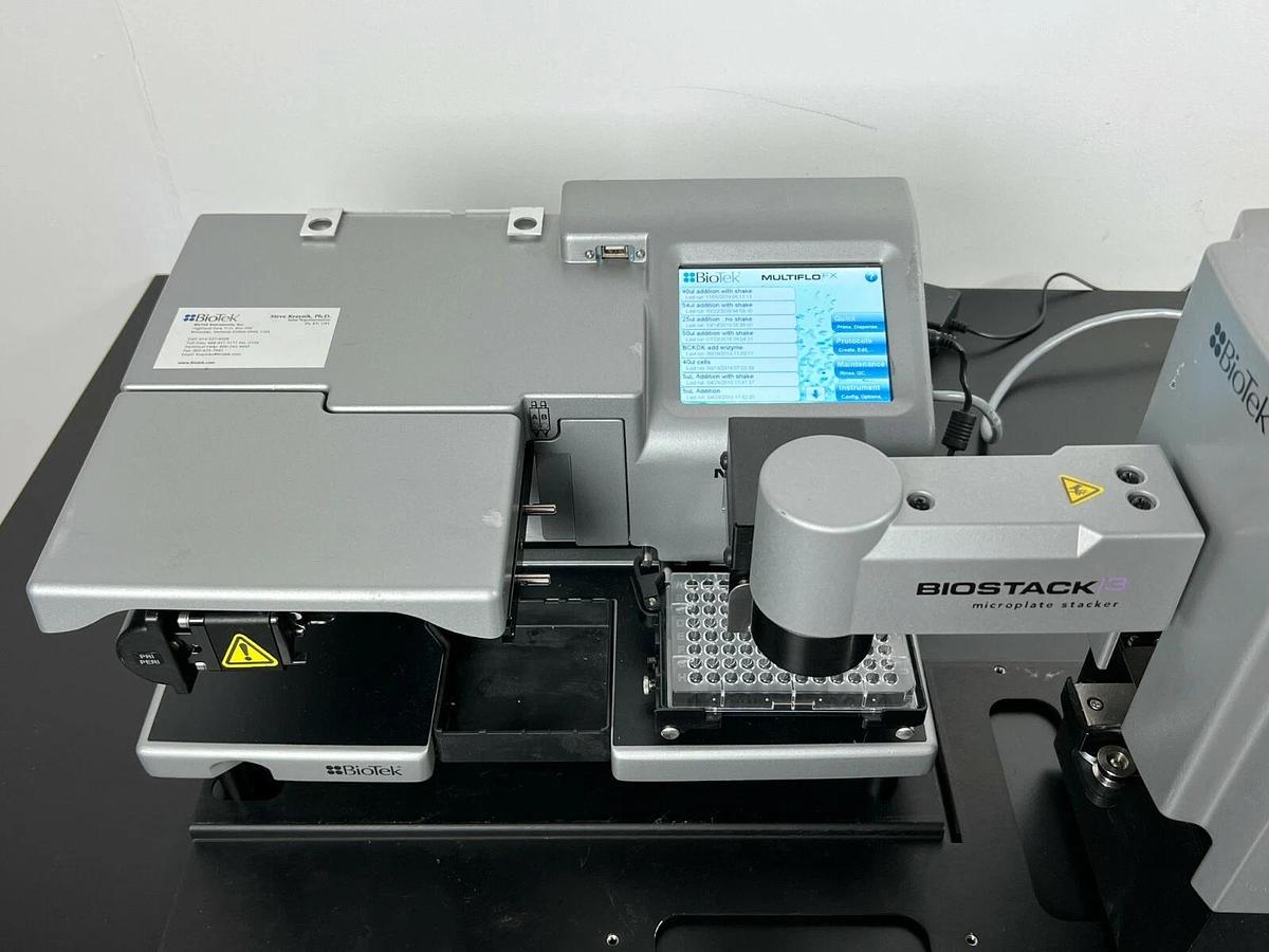 Used BioTek MultiFlo FX touch MFXP Microplate Reagent Dispenser w/BioStack3 Stacker