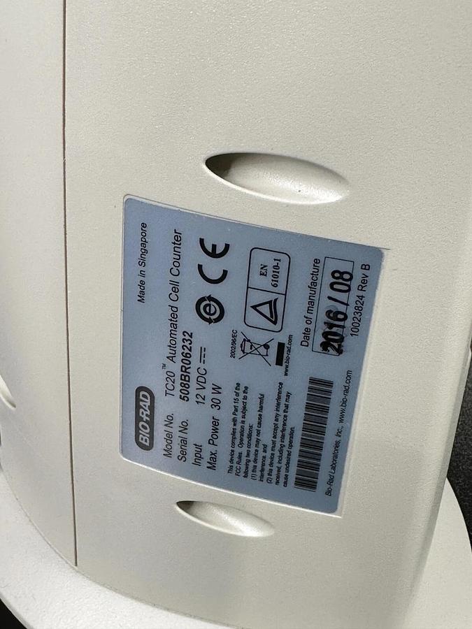 Used Bio-Rad TC20 Automated Cell Colony Counter Viability Analysis 508BR w/Warranty