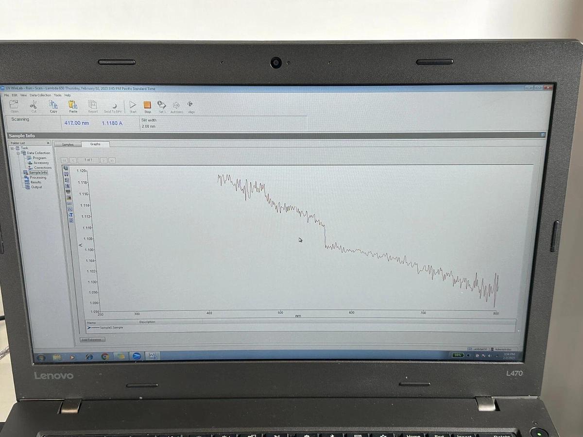 Used Perkin Elmer Lambda 650 UV/Vis Spectrophotometer system with STD/RSA modules