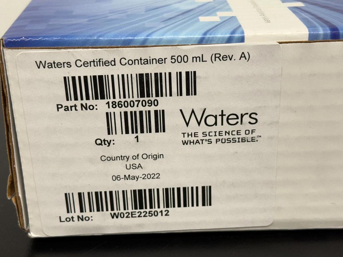 Used Waters certified container .5L 500ml glass HPLC clear bottle with cap 186007090