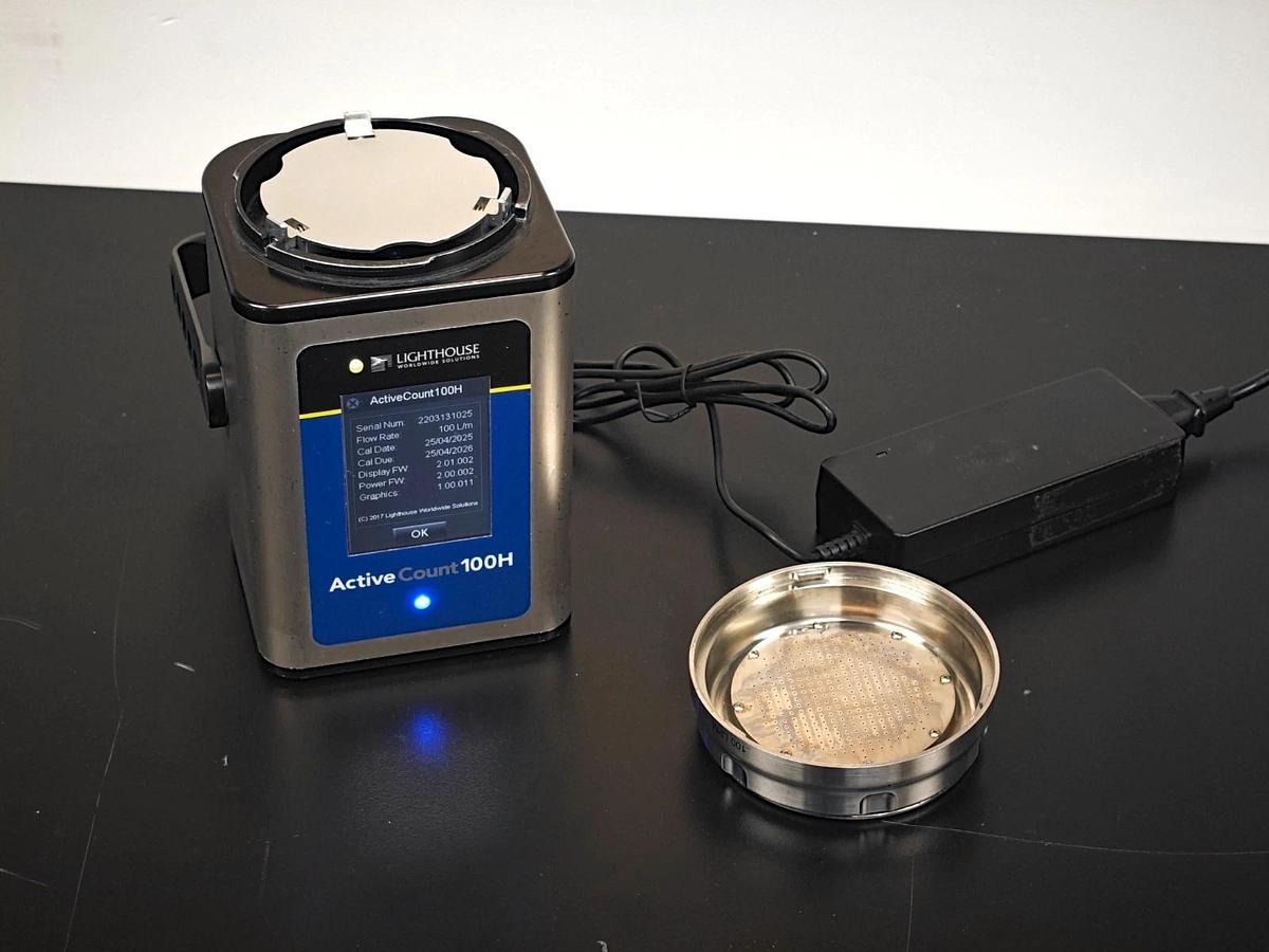 Used Lighthouse ActiveCount 100H Microbial viable Particle Counter Air Sampler w/Case