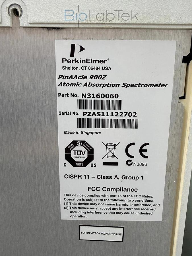 Used Perkin Elmer PinAAcle 900Z Atomic Absorption Spectrometer