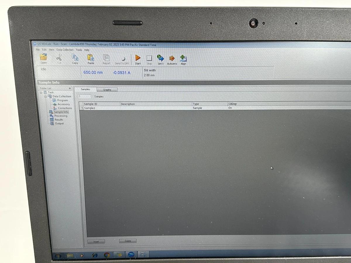Used Perkin Elmer Lambda 650 UV/Vis Spectrophotometer system with STD/RSA modules