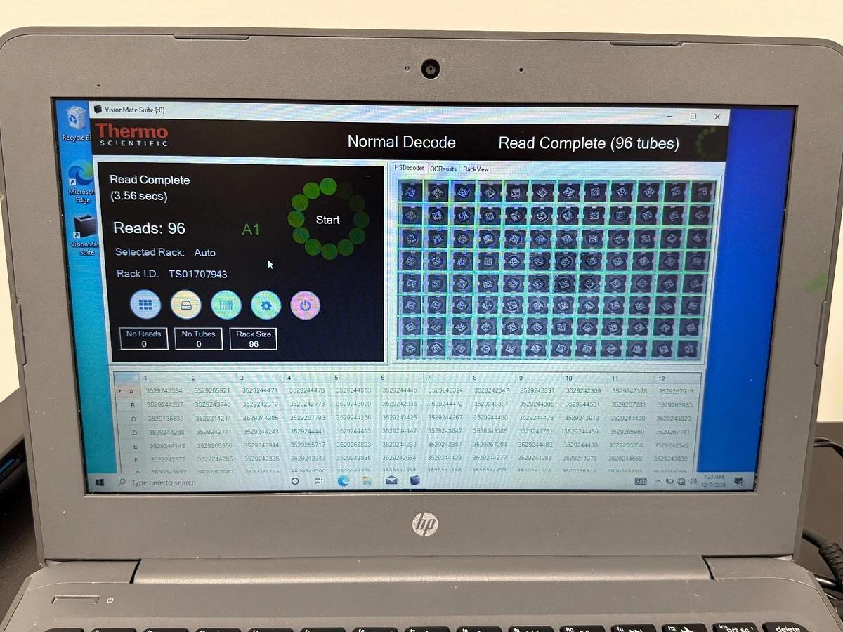 Used Thermo Scientific VisionMate HS High Speed Barcode Reader w/ Laptop