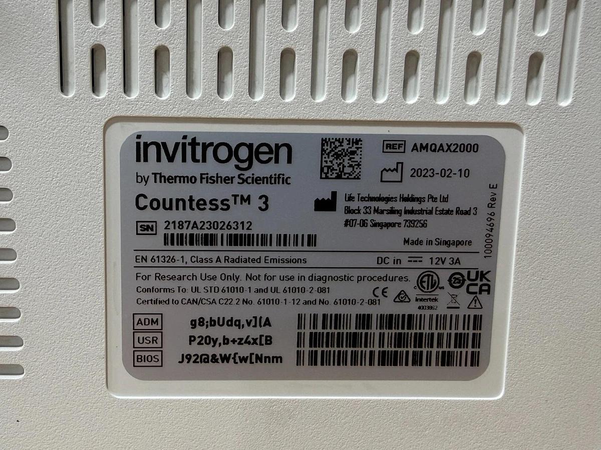 Used Thermo Invitrogen Countess 3 Automated Cell Counter w/Warranty