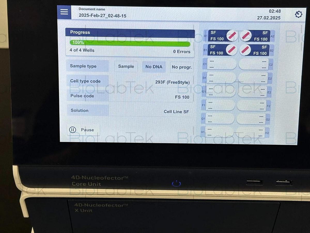 Used Lonza 4D Nucleofector Nucleofection Transfection System Core & X Unit combo