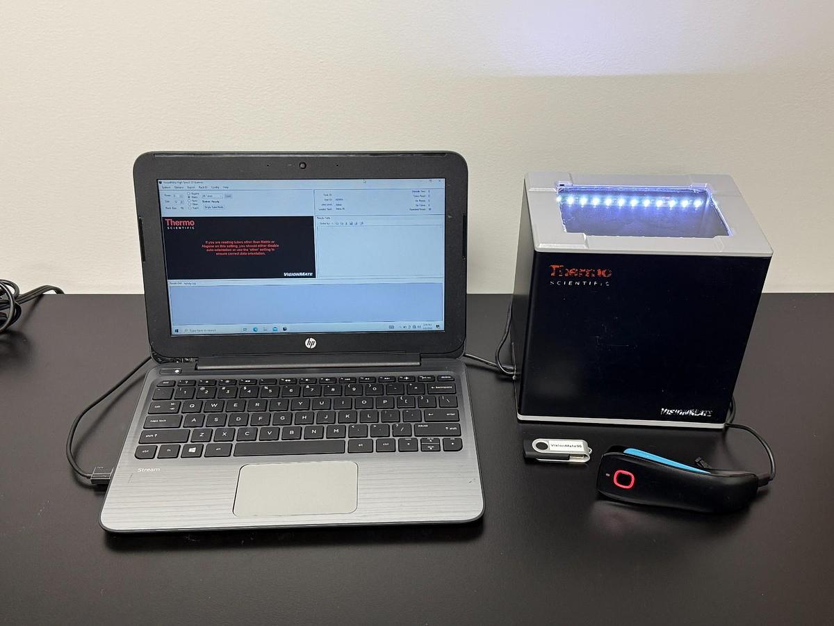 Used Thermo Scientific VisionMate HS 2D Barcode Scanner w/ Laptop & 1D Scanner