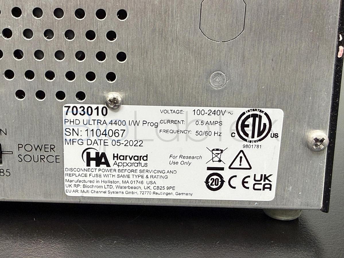 Used Harvard Apparatus PHD ULTRA 4400 Programmable Syringe Pump | High Pressure