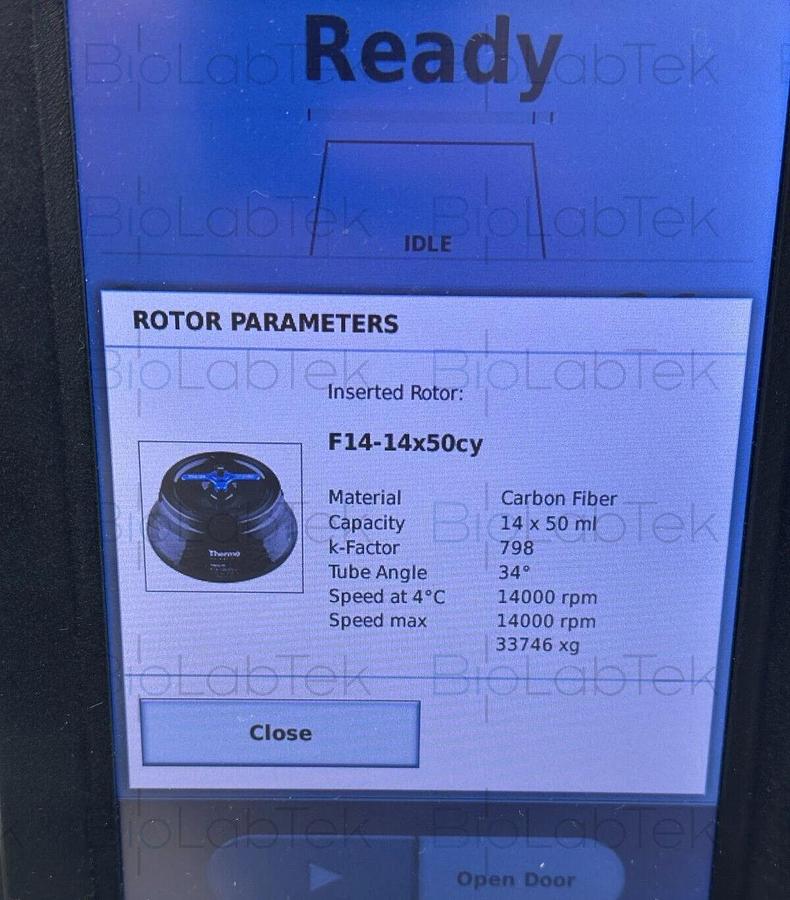 Used Thermo SuperSpeed Centrifuge Rotor Fiberlite F14-14x50cy Sorvall Lynx 4000 6000
