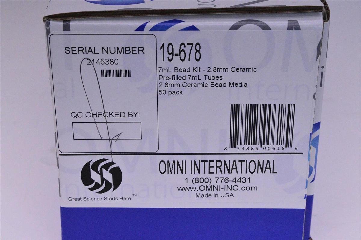 Used (1) 50pk OMNI Bead Ruptor 7ml 2.8mm ceramic bead Hard Tissue Homogenizing Mix