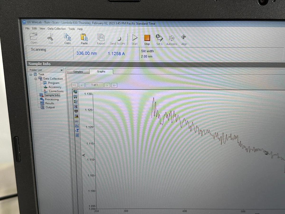 Used Perkin Elmer Lambda 650 UV/Vis Spectrophotometer system with STD/RSA modules