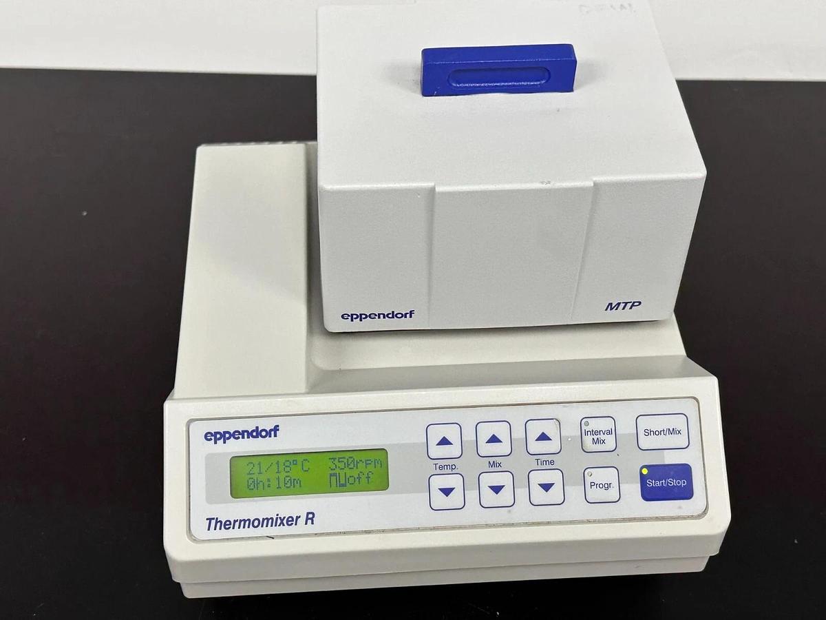 Used Eppendorf ThermoMixer R 5355 heat/cool shaker mixer with MTP block & tube holder