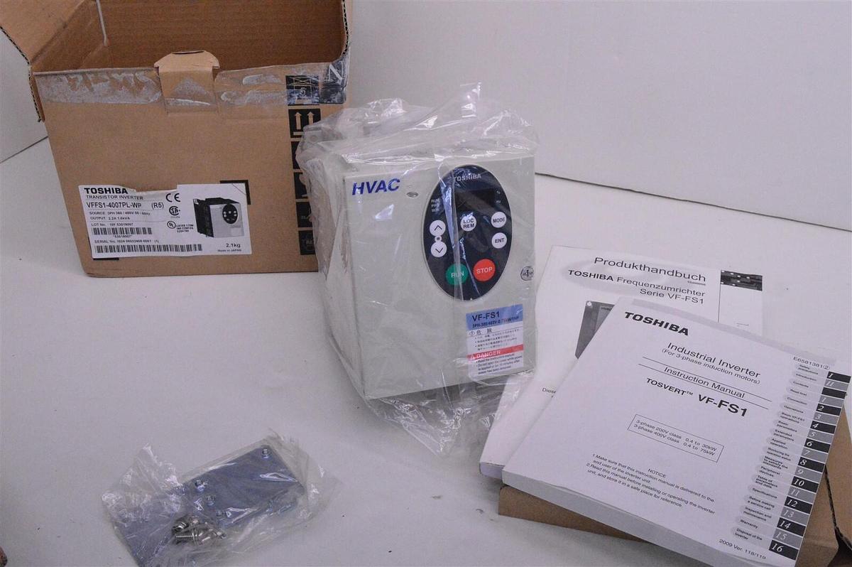 Used Toshiba transistor inverter VFFS1-4007PL-WP 2.2a 1.6kVa 3ph 380/480v