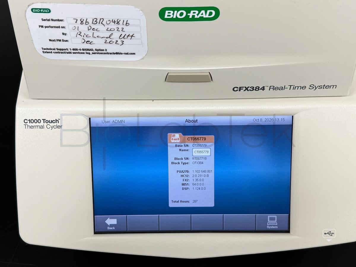 Used Bio-Rad CFX384 Touch Real-Time PCR Detection System | 287 Hours