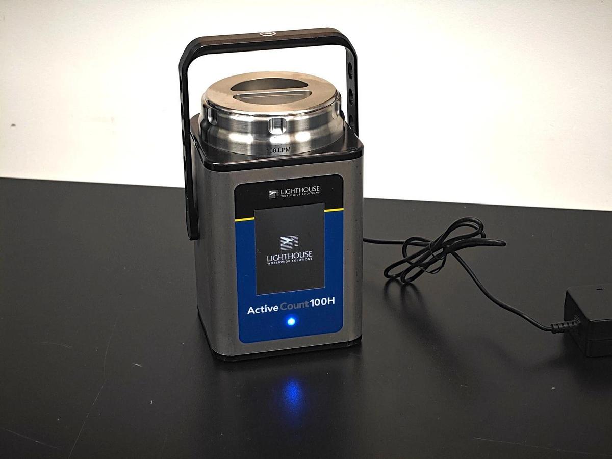Used Lighthouse ActiveCount 100H Microbial viable Particle Counter Air Sampler w/Case