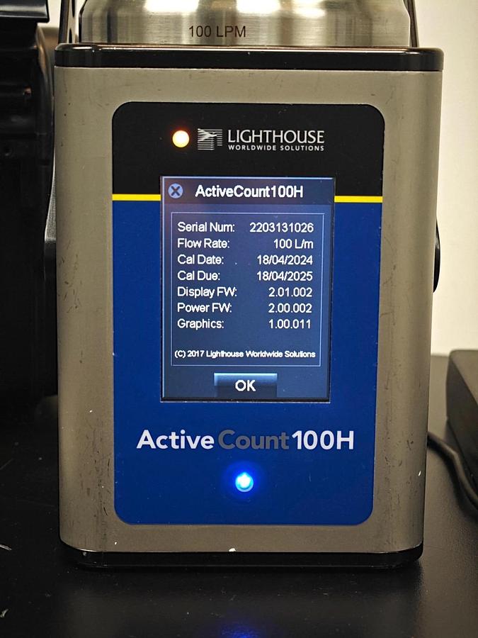 Used Lighthouse ActiveCount 100H Microbial viable Air Sampler Particle Counter w/Case