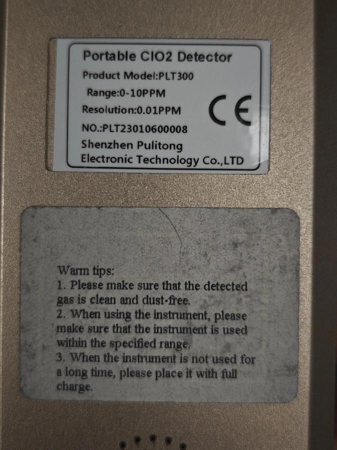 Used Pulitong PLT300 Pump Type Gas Detector | Range 0-10PPM | Resolution 0.01 PPM