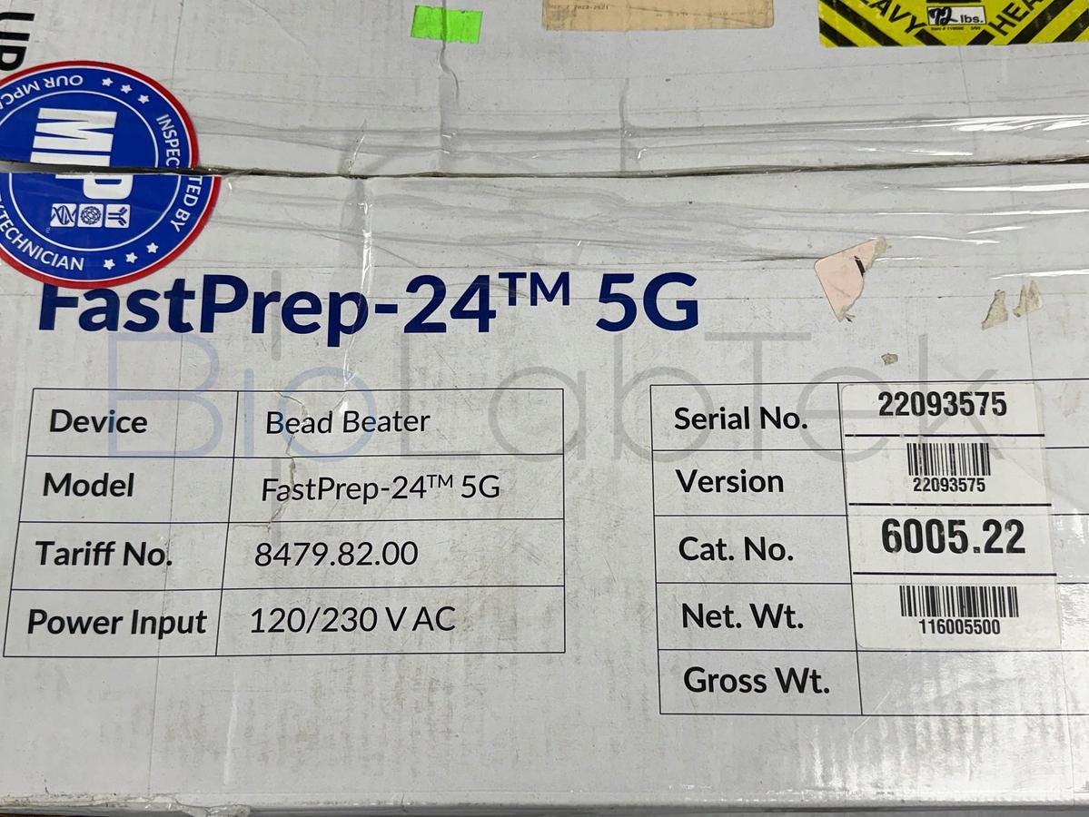 Used MP Biomedicals FastPrep-24 5G Sample Preparation System | Bead Beater 24 x 2 mL