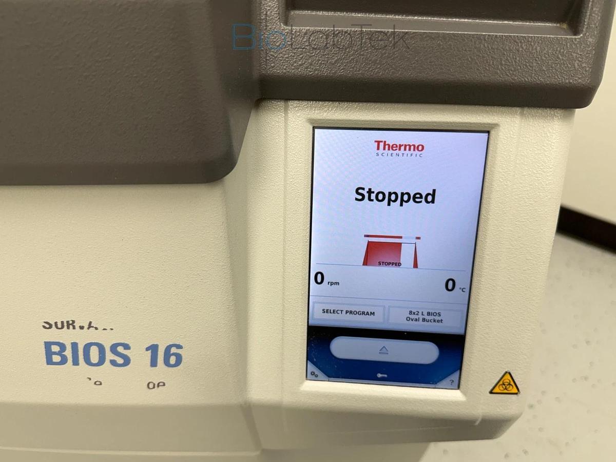 Used Thermo Sorvall BIOS 16 Bioprocessing Centrifuge w/ HAEMAFlex 16 rotor 8x2L 2020