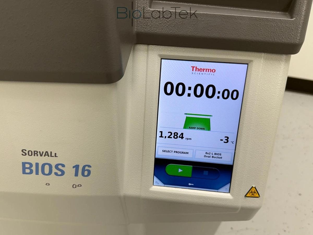 Used Thermo Sorvall BIOS 16 Bioprocessing Centrifuge w/ HAEMAFlex 16 rotor 8x2L 2020
