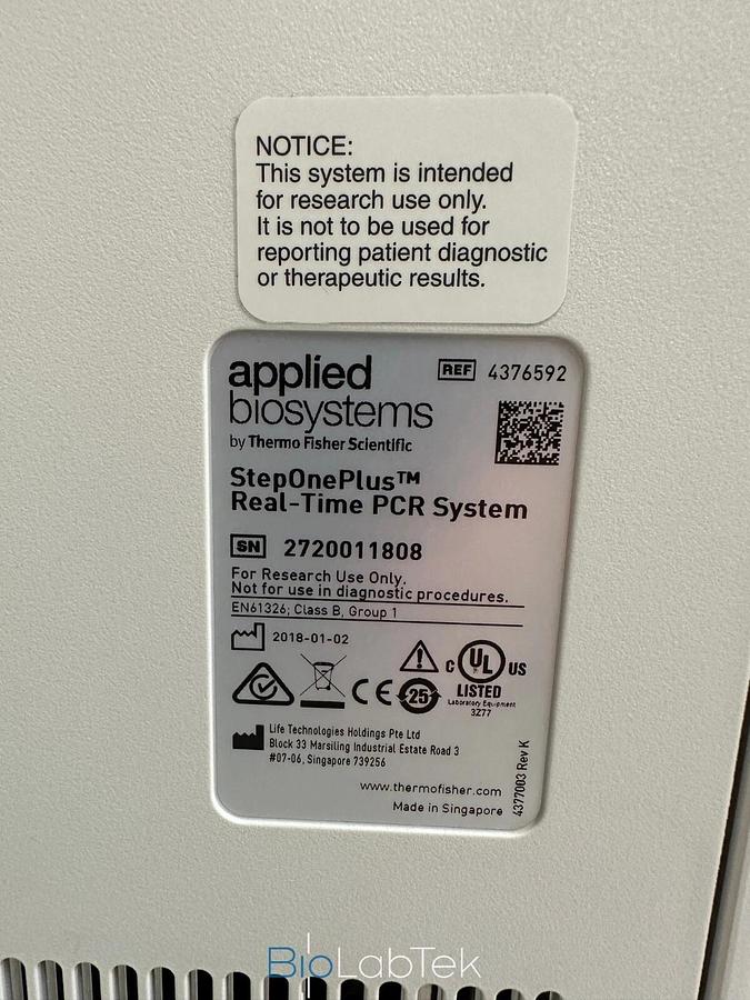 Used AB Applied Biosystems StepOnePlus Real Time 96-well PCR System 2018 ERROR