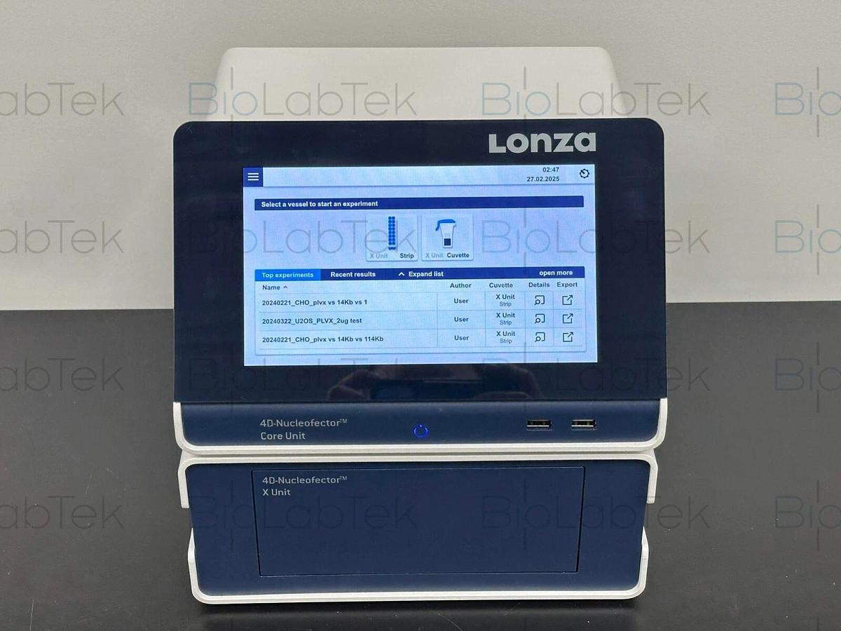 Used Lonza 4D Nucleofector Nucleofection Transfection System Core & X Unit combo