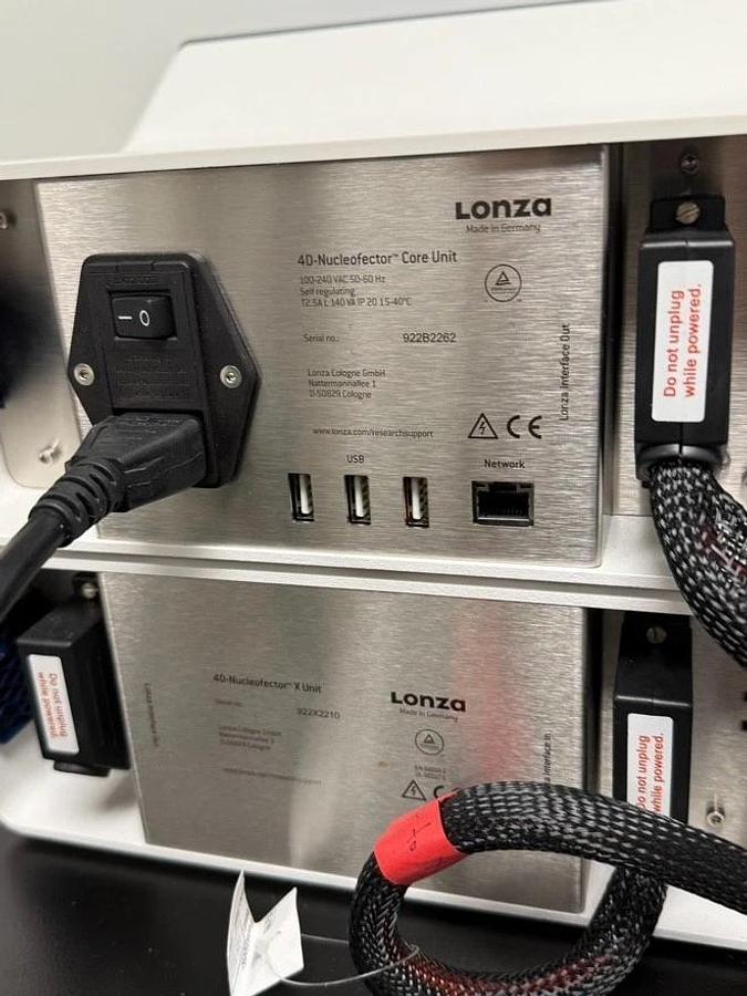 Used Lonza 4D Nucleofector Nucleofection Transfection System Core & X Unit combo