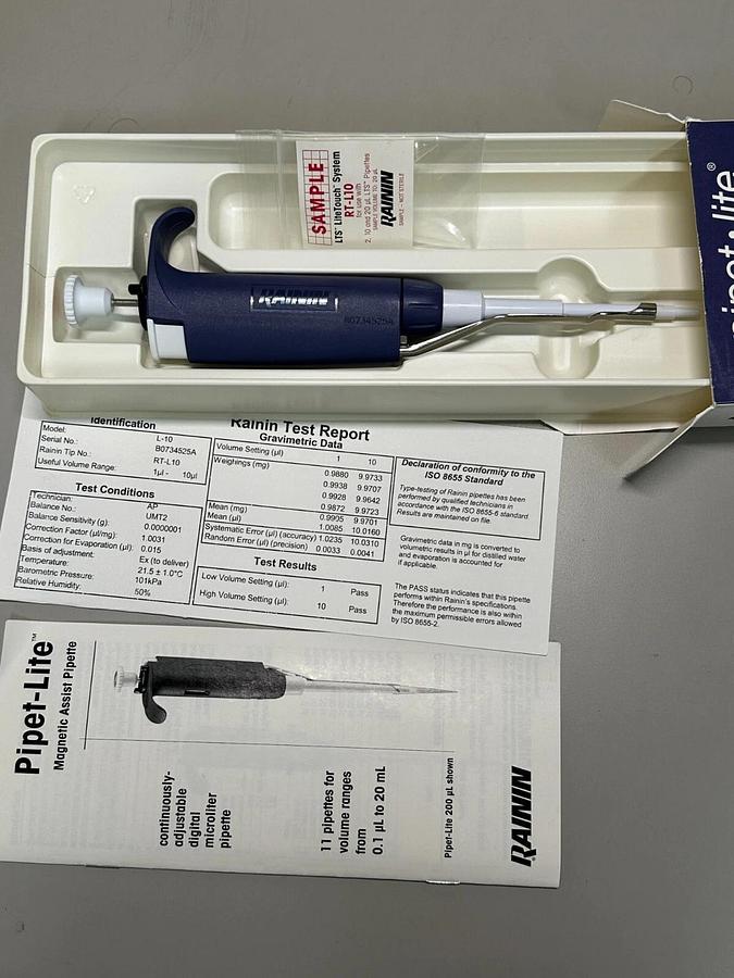 Used New Rainin Pipet Lite LTS L-10 manual 0.5-10ul pipette
