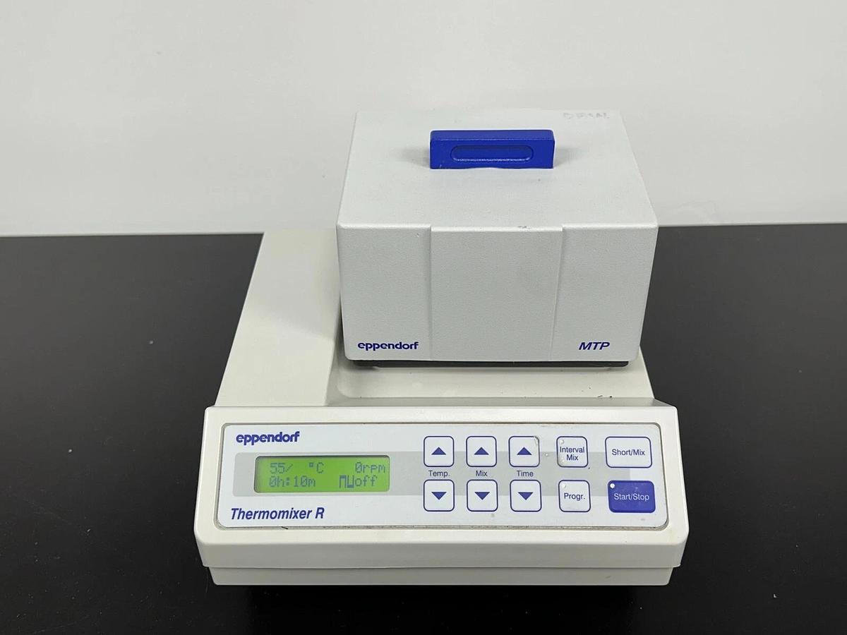 Used Eppendorf ThermoMixer R 5355 heat/cool shaker mixer with MTP block & tube holder
