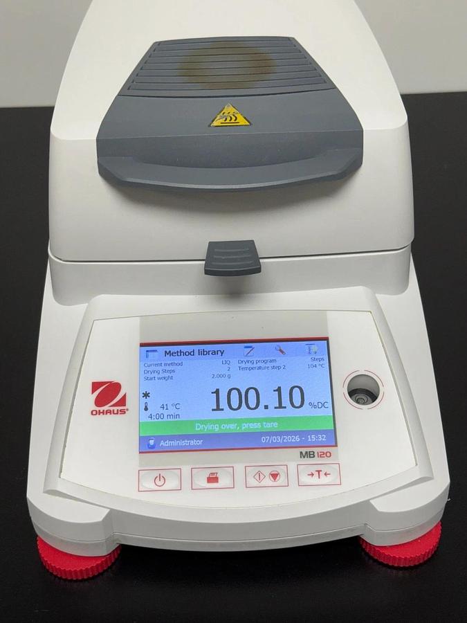 Used Ohaus MB120 Moisture Analyzer | Halogen Heating, 120g x 0.001g Benchtop
