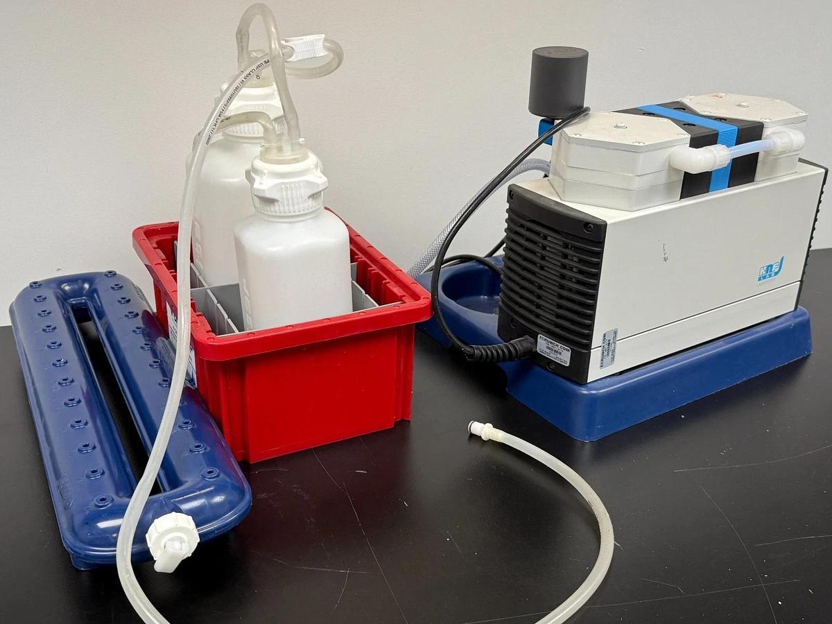 Used KNF LABOPORT Diaphragm Vacuum Pump System w/ Vactrap & Manifold | Aspiration