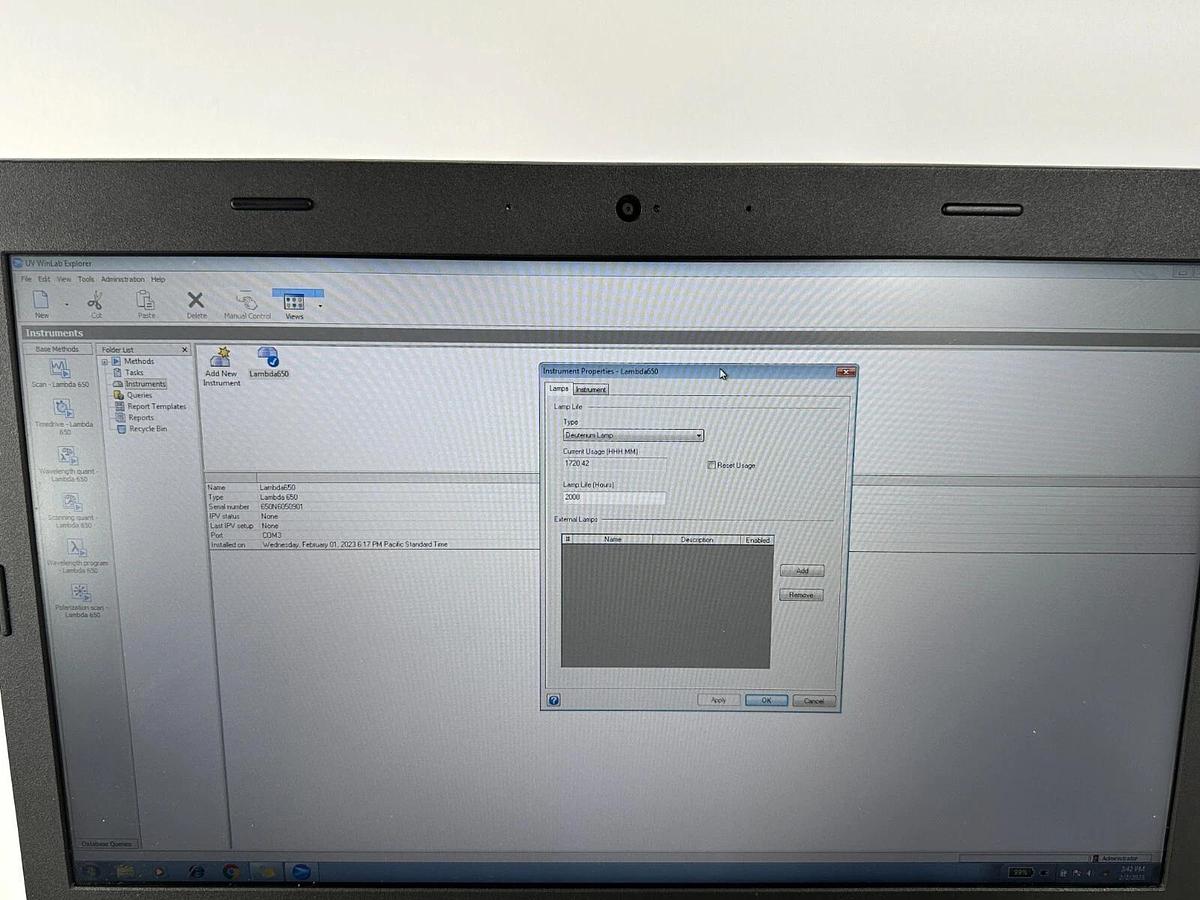 Used Perkin Elmer Lambda 650 UV/Vis Spectrophotometer system with STD/RSA modules