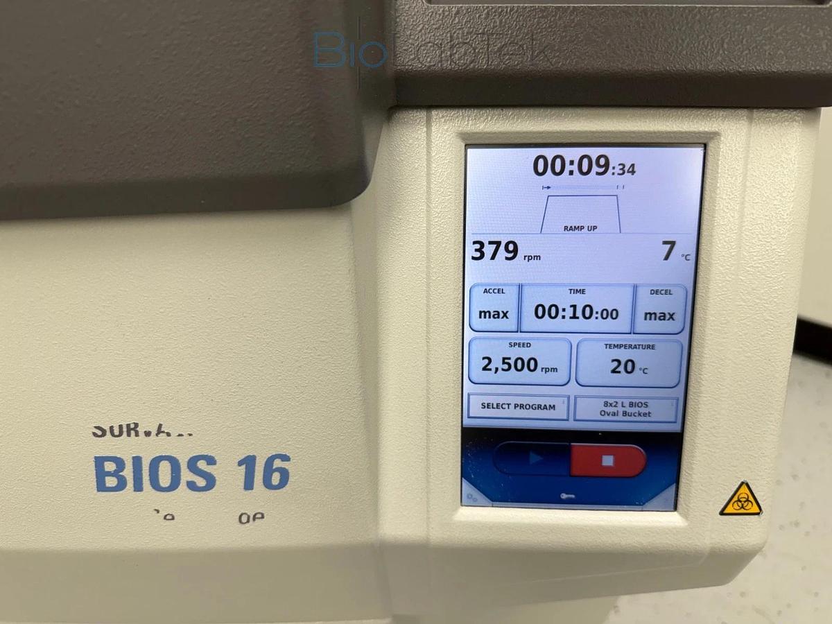 Used Thermo Sorvall BIOS 16 Bioprocessing Centrifuge w/ HAEMAFlex 16 rotor 8x2L 2020