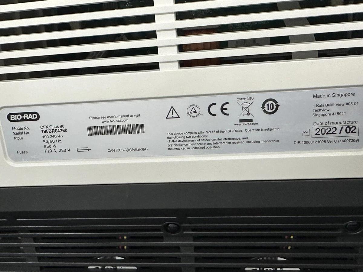 Used Bio-Rad CFX Opus 96 well Real-Time qPCR System 2022