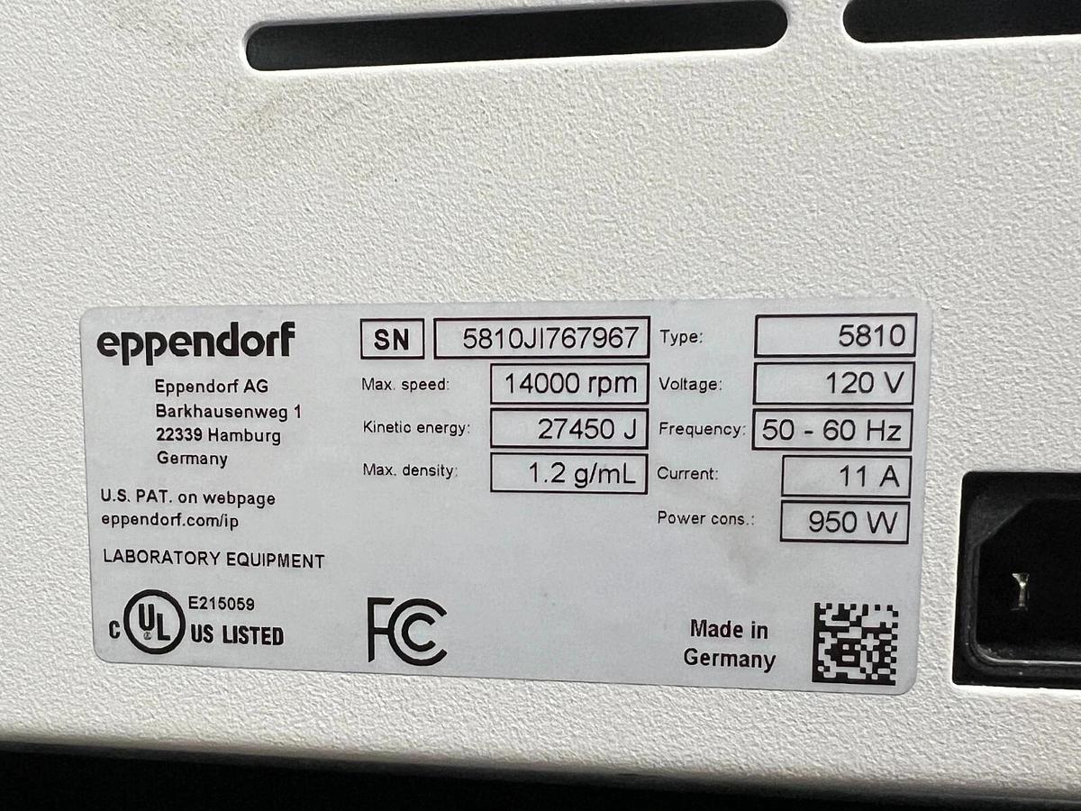 Used Eppendorf Centrifuge 5810 with Rotor FA-45-48-11