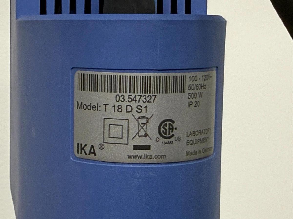 Used IKA T 18 Digital ULTRA-TURRAX Homogenizer Disperser With 1-100ml Tool & Stand