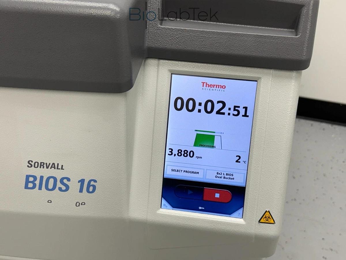 Used Thermo Sorvall BIOS 16 Bioprocessing Centrifuge w/ HAEMAFlex 16 rotor 8x2L 2020