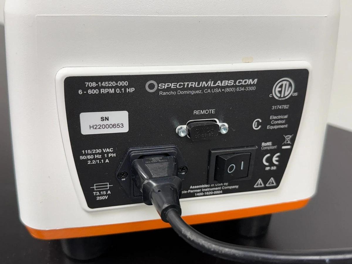Used SpectrumLabs Krosflo Research I Peristaltic Pump & Head 900-1893 6-600rpm 0.1 HP