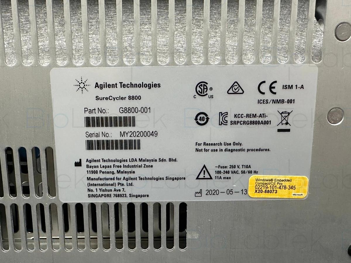 Used Agilent SureCycler 8800 PCR thermal cycler with 8810a 96-well block module