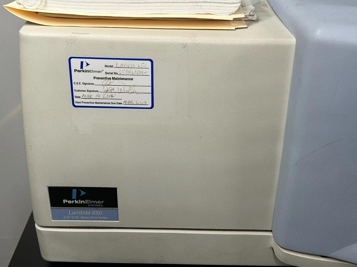 Used Perkin Elmer Lambda 650 UV/Vis Spectrophotometer system with STD/RSA modules