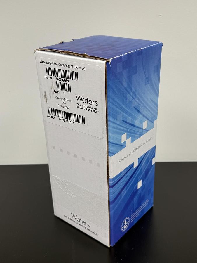 Used Waters certified container 1L 186007089 1000ml glass HPLC clear bottle with cap