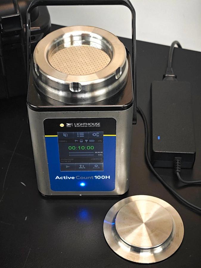Used Lighthouse ActiveCount 100H Microbial viable Air Sampler Particle Counter w/Case