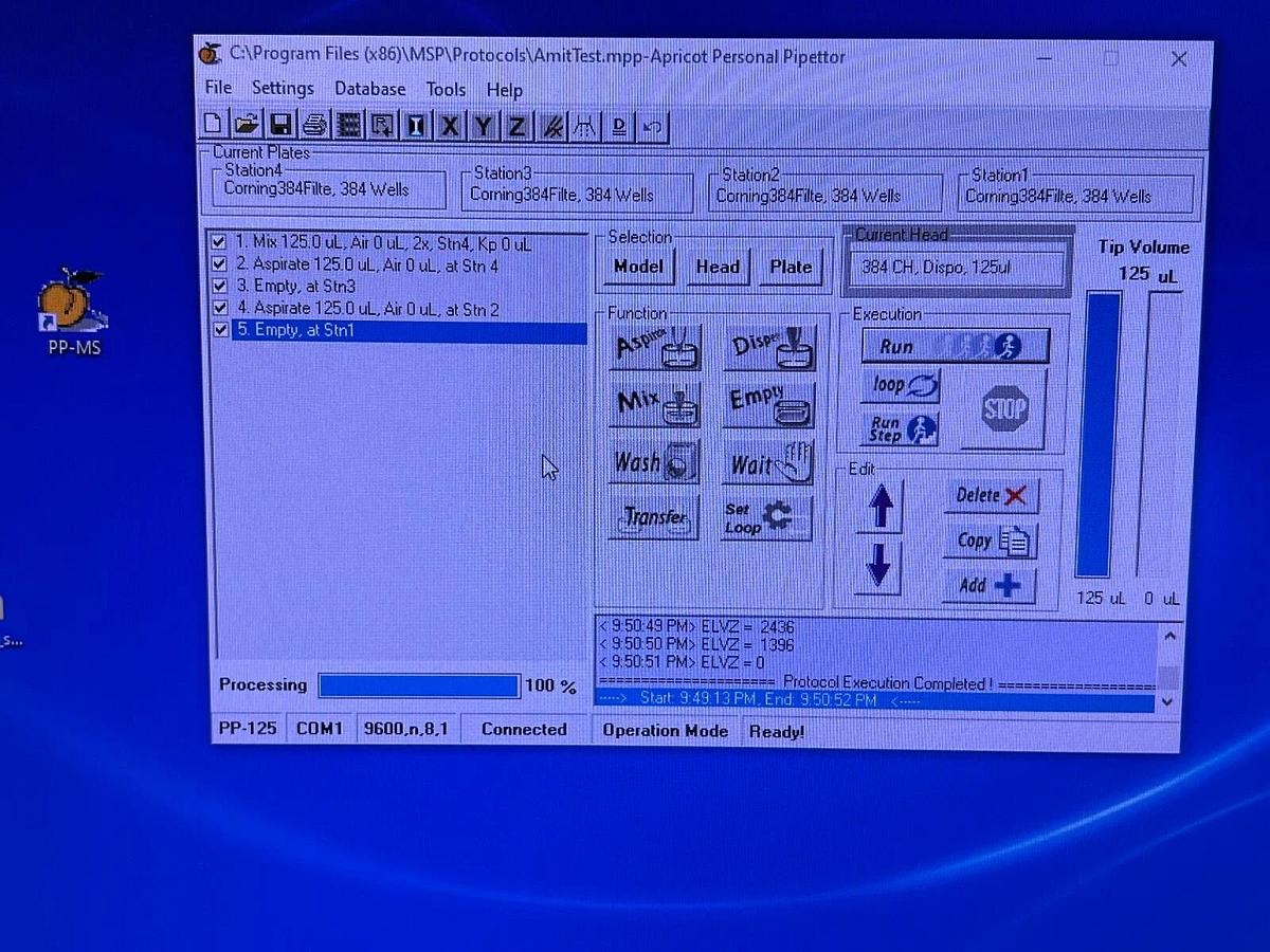 Used Apricot Designs 384 96 Pipettor Liquid Handler PP-125N-XD w/ pc and 2 heads