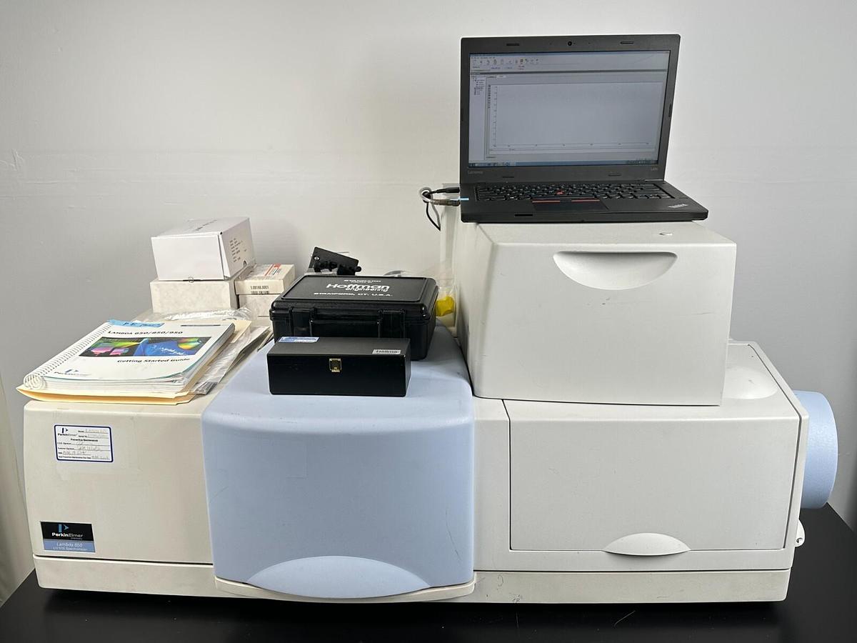 Used Perkin Elmer Lambda 650 UV/Vis Spectrophotometer system with STD/RSA modules