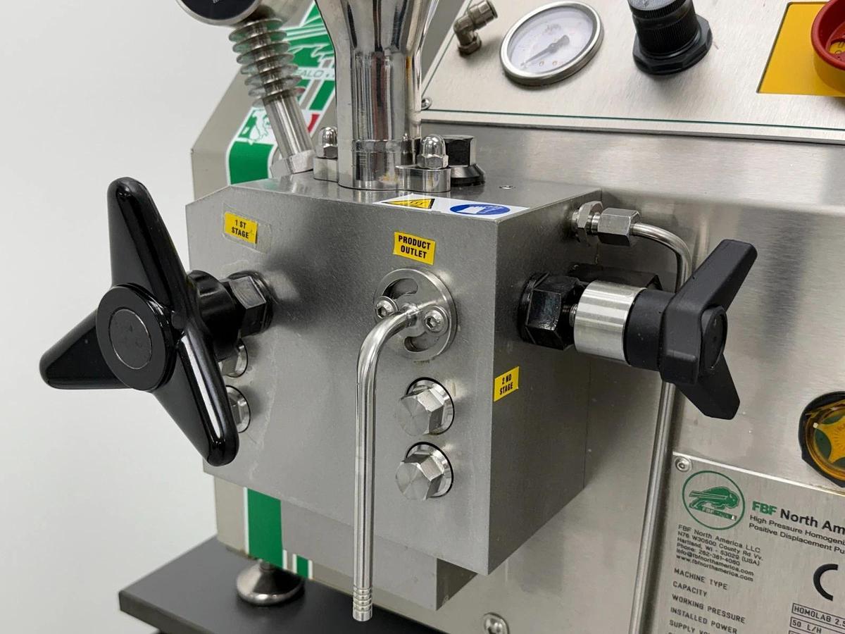 Used FBF Italia Homolab 2.50 High Pressure Homogenizer | 600 Bar Two-Stage 50 L/H