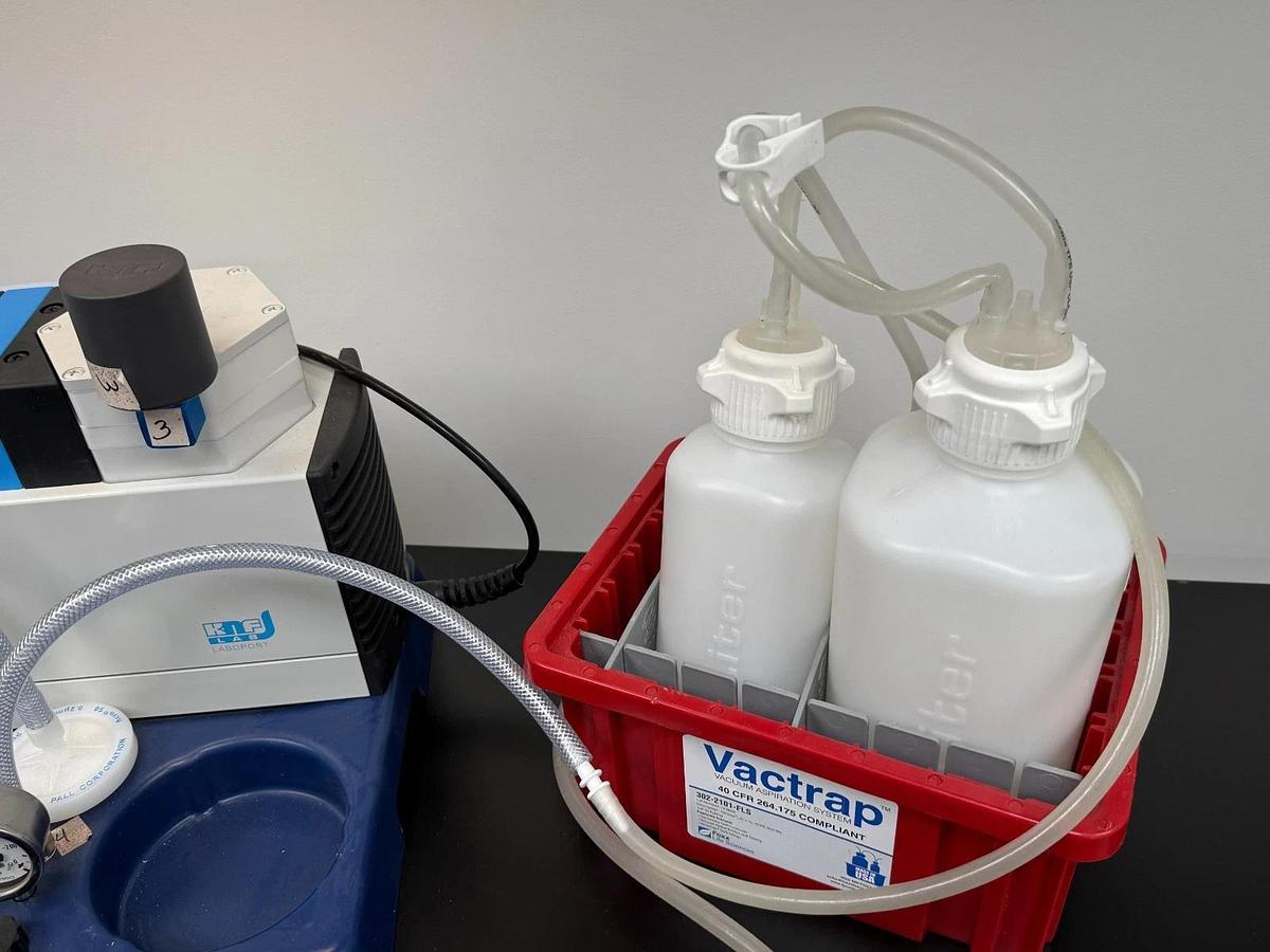 Used KNF LABOPORT Diaphragm Vacuum Pump System w/ Vactrap & Manifold | Aspiration
