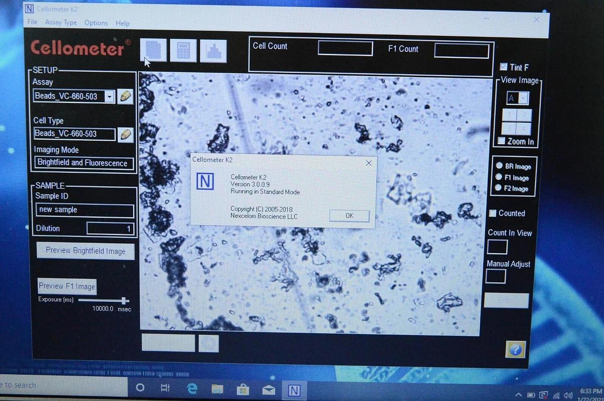 Used Nexcelom Cellometer K2 Image Cytometer Viability Cell Counter w/pc & Warranty