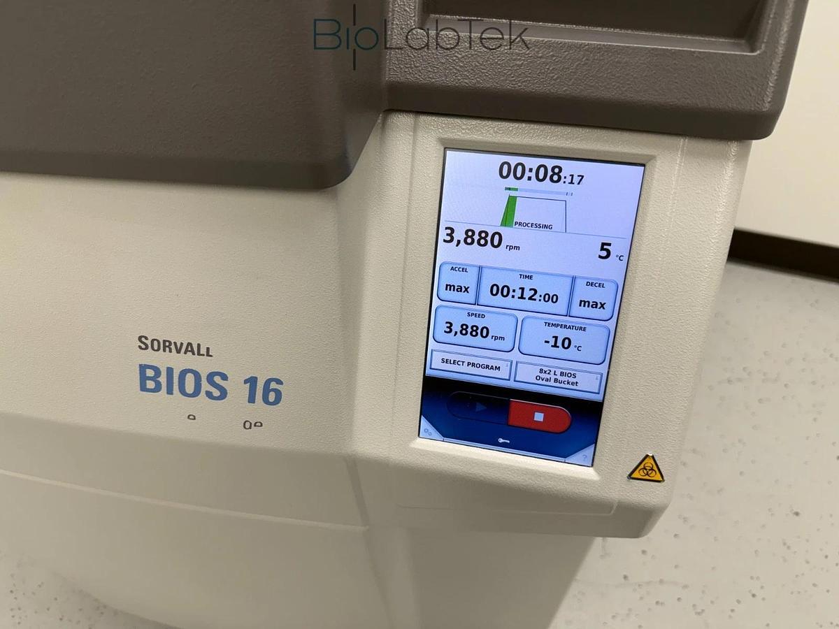 Used Thermo Sorvall BIOS 16 Bioprocessing Centrifuge w/ HAEMAFlex 16 rotor 8x2L 2020
