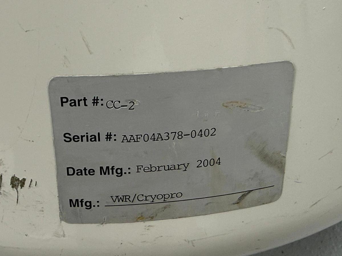 Used VWR CryoPro | Canister Cryogenic 20.5L Storage Vessel Tank | PN: CC-2