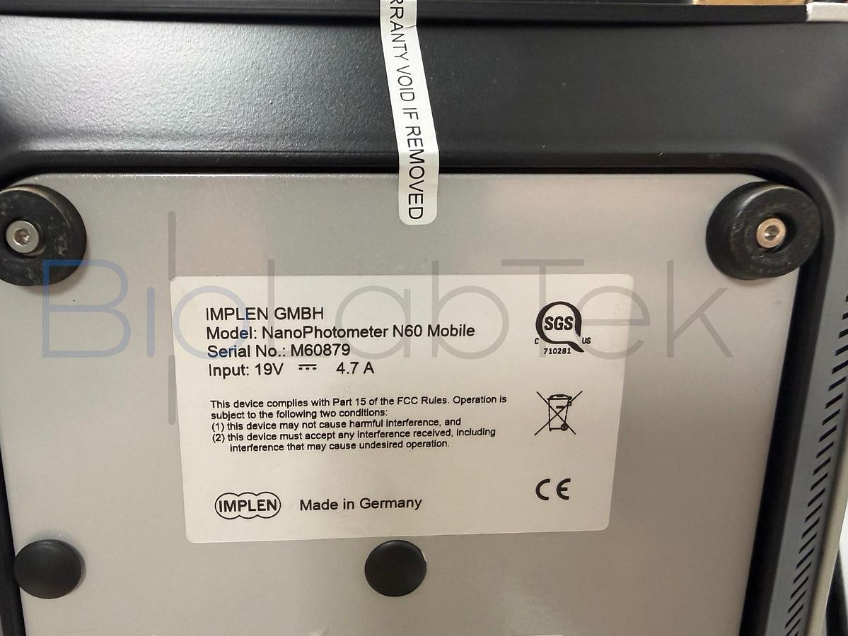 Used Implen NanoPhotometer N60 Mobile Microvolume Spectrophotometer | UV-Vis